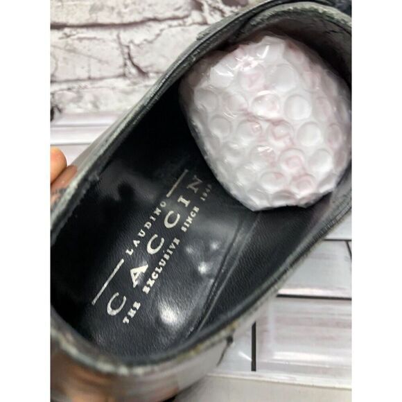LAUDINO CACCIN Black Leather Cap Toe Oxfords Lace Dress Shoes Men Sz 9M US/42EU - Picture 6 of 16